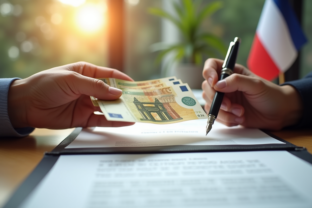 Echange de billets euros sur un contrat avec drapeau français