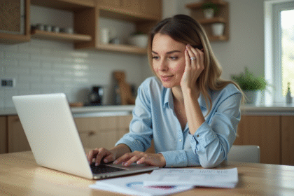 Femme en tenue professionnelle dans une cuisine lumineuse