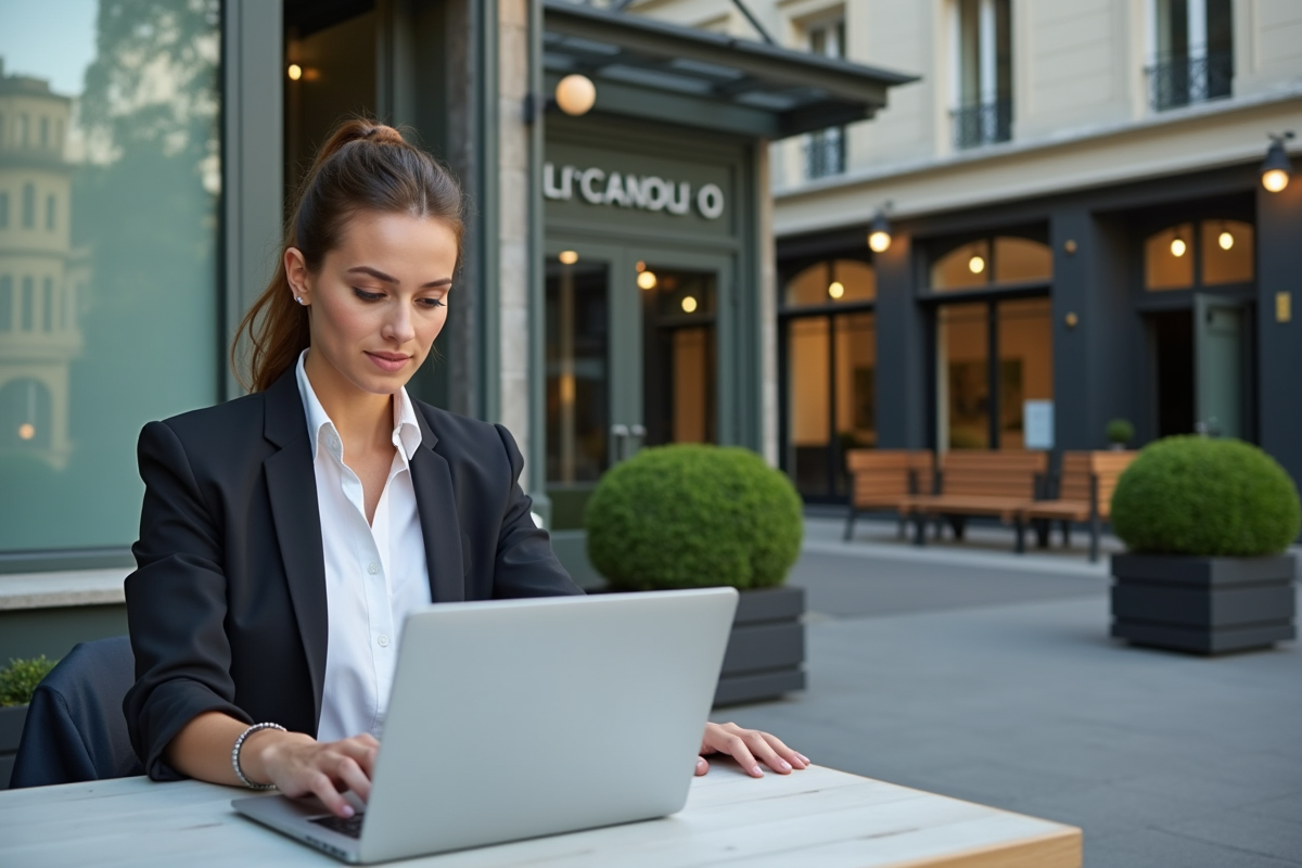 Femme professionnelle travaillant en extérieur
