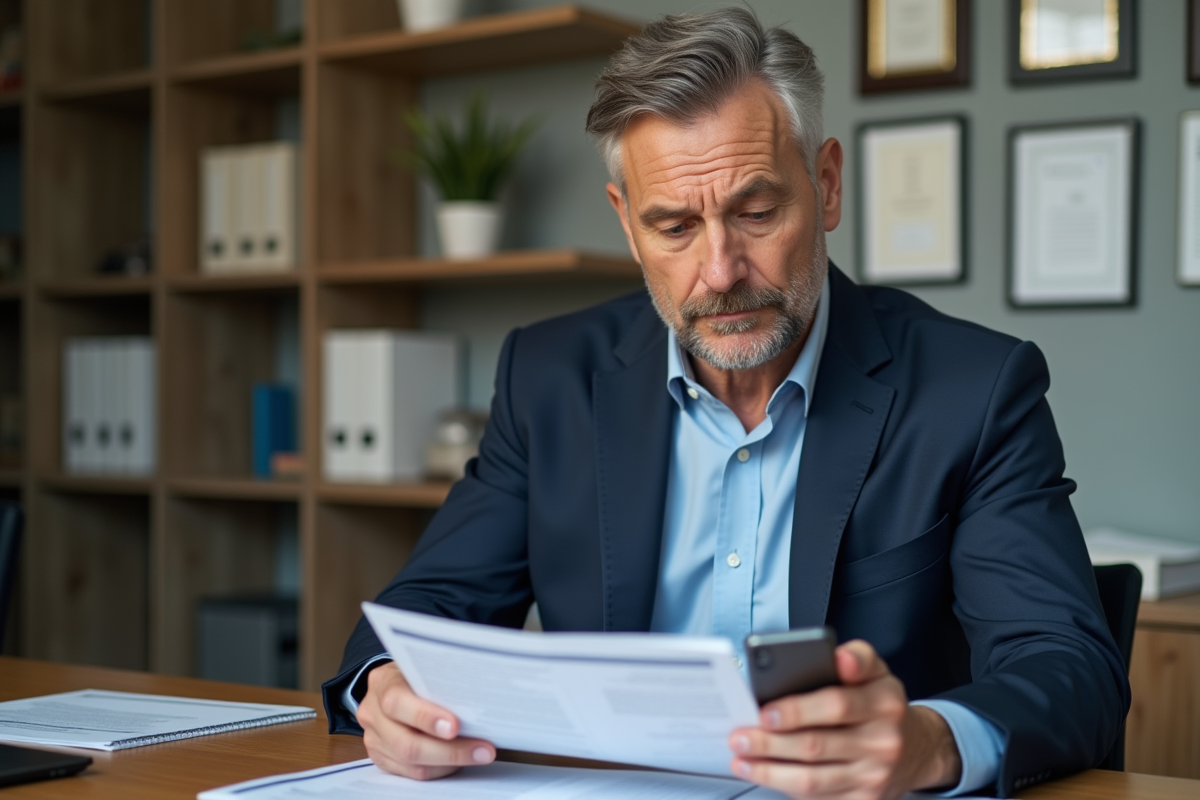 Homme d'affaires en costume dans un bureau moderne